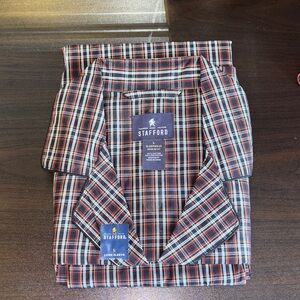 NWT Stafford Regular Fit Long Sleeve Sleepwear shirt AND pants pajama set size L